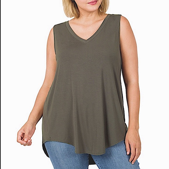 ZENANA
Sleeveless V-neck Hi-Low Hem Tank Top - Picture 9 of 12